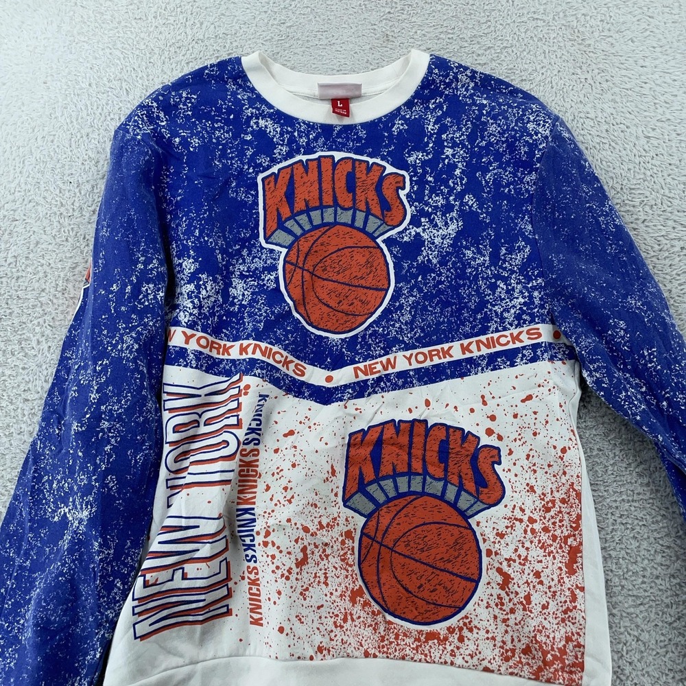 New York Knicks Sweatshirt FITS S/M NBA Basketball Crewneck Mitchell & Ness AOP